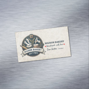Rustic Bakery Store Pastry Dessert Sweet Cake Shop Magnetic Business Card