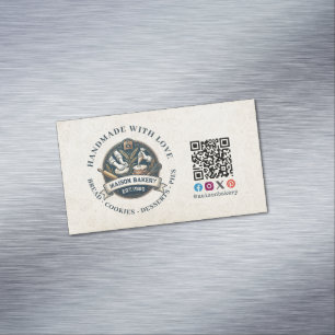 Rustic Bakery Store Pastry Dessert Sweet Cake Shop Magnetic Business Card