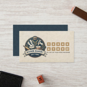 Rustic Bakery Store Pastry Desserts Loyalty Punch Card