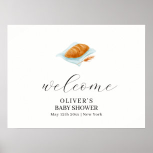 Rustic Baking Bun In The Oven Baby Shower Welcome Poster
