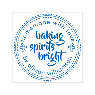 Rustic Baking Spirits Bright Christmas Blue Self-inking Stamp