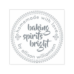 Rustic Baking Spirits Bright Christmas Grey Self-inking Stamp