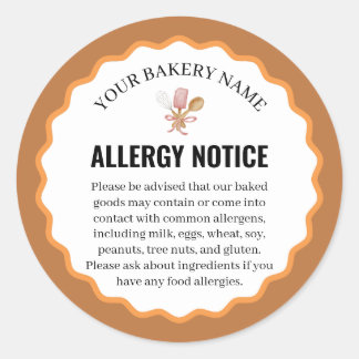 Rustic Baking Utensils Allergy Notice Label