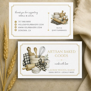 Rustic Baking Utensils Artisan Baker Bakery  Business Card