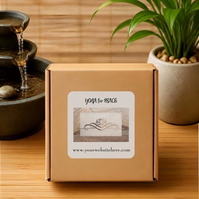 Rustic Bamboo Linen Look Lotus Flower Square Sticker (Creator Uploaded)