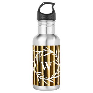 Rustic Bamboo Monogram Vertical Lines Pattern 532 Ml Water Bottle