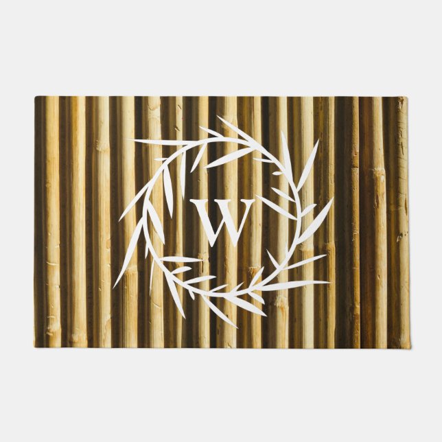 Rustic Bamboo Monogram Vertical Lines Pattern  Doormat (Front)
