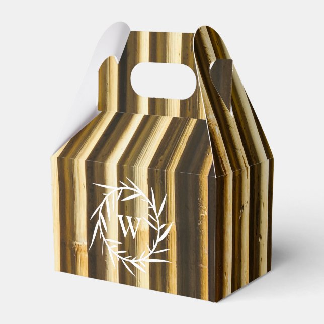Rustic Bamboo Monogram Vertical Lines Pattern Favour Box (Front Side)