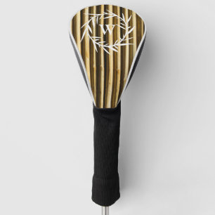 Rustic Bamboo Monogram Vertical Lines Pattern Golf Head Cover