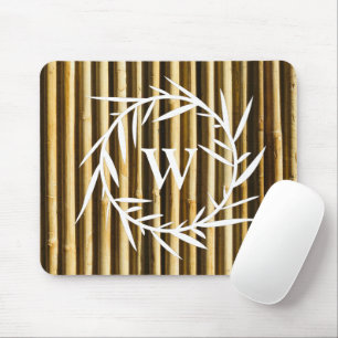 Rustic Bamboo Monogram Vertical Lines Pattern Mouse Pad