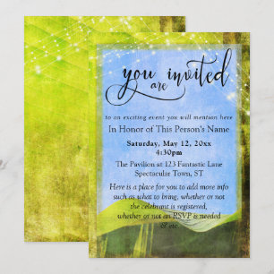 Rustic Banana Leaf & Lights General Party & Event Invitation