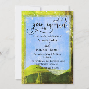 Rustic Banana Leaves with Lights Boho Wedding 2 Invitation