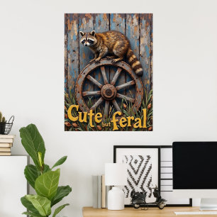 Rustic Bandit: Raccoon on the Wheel Poster