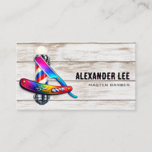Rustic Barber Razor Barbershop Business Card