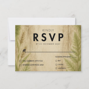 Rustic Bark and Moss Forest Wedding RSVP Card