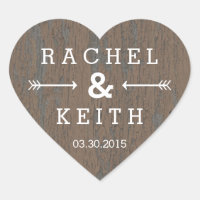 Rustic Bark Heart Favour Sticker