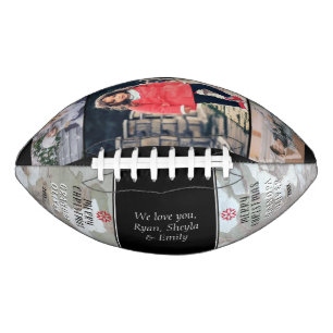 Rustic Bark Merry Christmas Grandpa Photo Collage Football