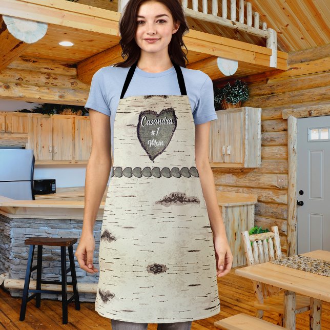 Rustic Bark Wood Carved Heart Aspen Tree  Apron (Creator Uploaded)