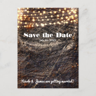 Rustic Bark Wood & Sparkle Lights Fall Invitation