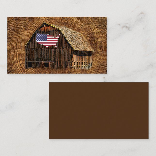 Rustic Barn American Flag Business Card (Front/Back)