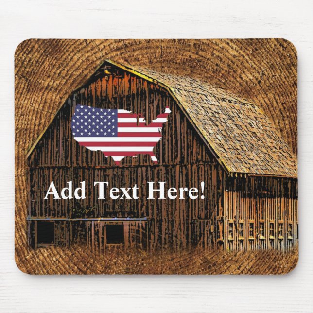 Rustic Barn American Flag Mouse Pad (Front)