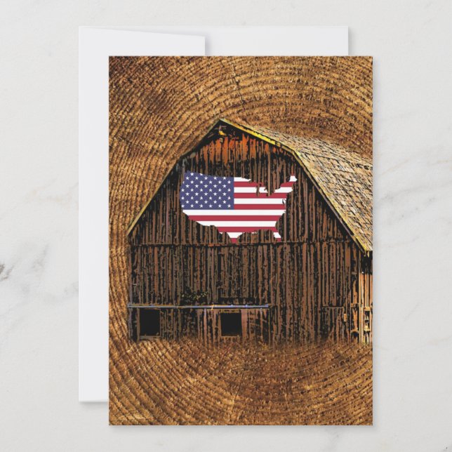 Rustic Barn American Flag Save The Date (Front)