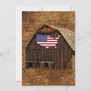 Rustic Barn American Flag Save The Date