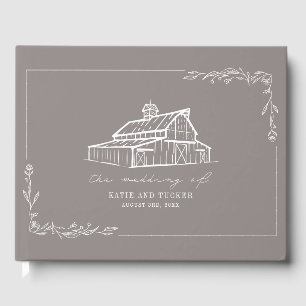 Rustic Barn Amethyst Grey Farm Wedding Guest Book