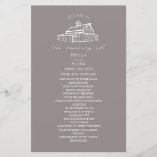 Rustic Barn Amethyst Grey Farm Wedding Program