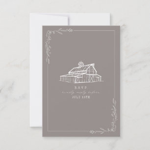 Rustic Barn Amethyst Grey Wedding RSVP