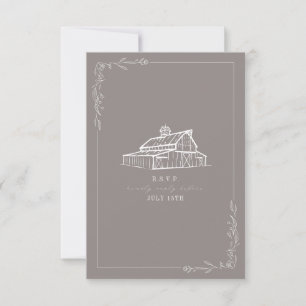 Rustic Barn Amethyst Grey Wedding RSVP Card