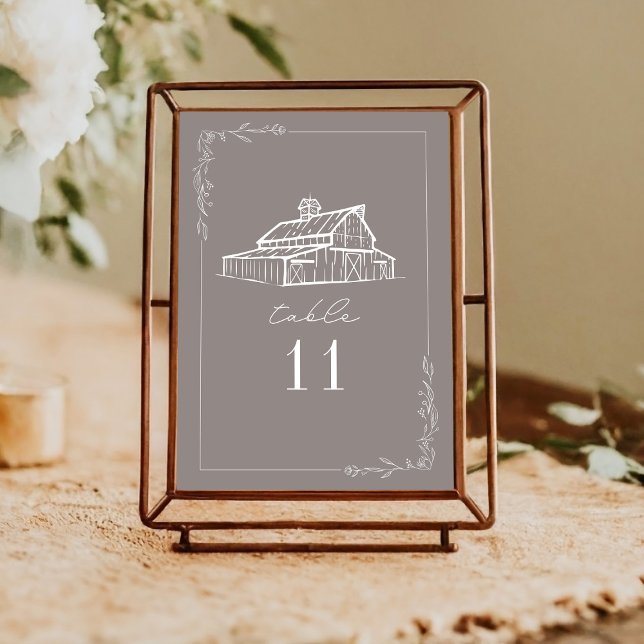 Rustic Barn Amethyst Grey Wedding Table Number (Creator Uploaded)