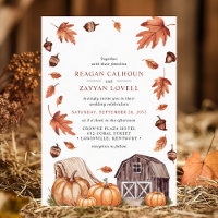 Rustic Barn and Pumpkin Autumn Leaves Farm Wedding