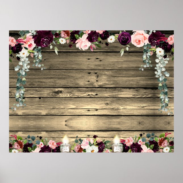 Rustic Barn Board Floral Blank XL DIY Poster (Front)