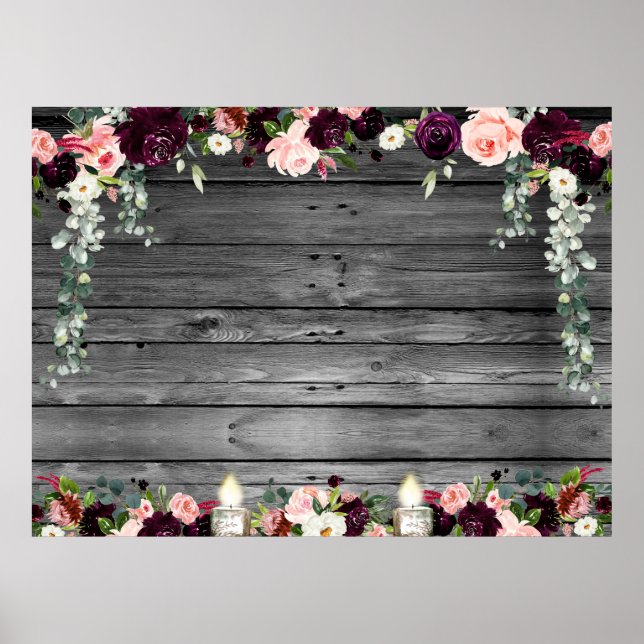 Rustic Barn Board Floral Blank XL DIY Poster (Front)