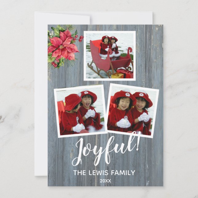 Rustic Barn Board Personalised With 3 Photos Card (Front)