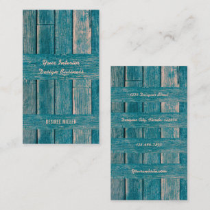 Rustic Barn Board Vintage Country Teal Wood Grain Business Card