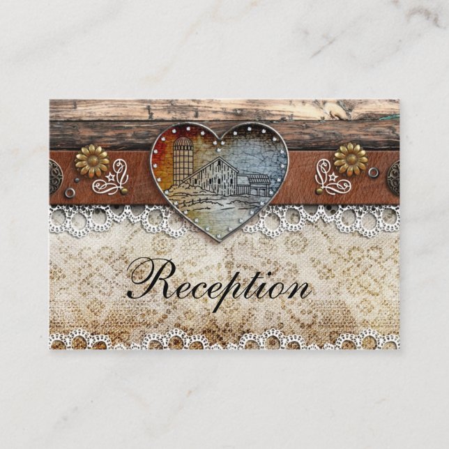 Rustic Barn Country Wedding Reception Cards (Front)
