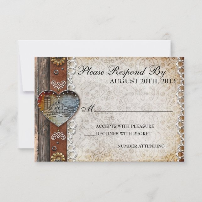Rustic Barn Country Wedding RSVP (Front)