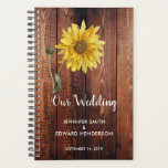 Rustic barn dark wood sunflower wedding planner<br><div class="desc">Rustic barn wood sunflower wedding planner.
Add your own text,  names and date to personalise it.
Rustic country design.</div>