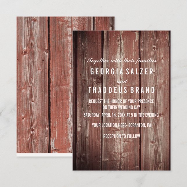 Rustic Barn Door textured Wedding Card (Front/Back)