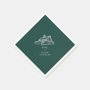 Rustic Barn Emerald Green Farm Fall Wedding Napkin