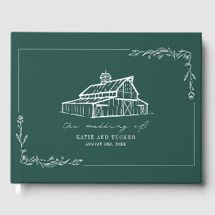 Rustic Barn Emerald Green Farm Wedding Guest Book