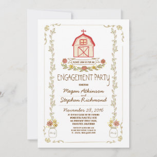 Rustic barn engagement party invitations