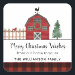 Rustic Barn Farm  Merry Christmas Name Sticker<br><div class="desc">Rustic Barn Farm Merry Christmas Name Sticker - Our Christmas stickers make are a lovely way to wish your friends, family or business clients/associates a Merry Christmas. An festive country barn with a picket fence and pine tree with a touch of buffalo plaid. Sticker is part of a collection. You...</div>