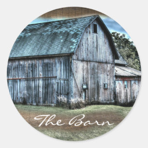 Rustic Barn Farm Truck Tractor Rooster Hen  Classic Round Sticker