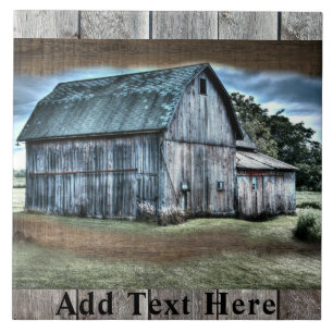 Rustic Barn Farm Truck Tractor Rooster Hen Tile