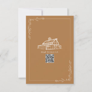 Rustic Barn Goldenrod QR Code Wedding RSVP Card