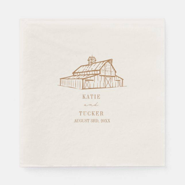 Rustic Barn Goldenrod Wedding Napkin (Front)