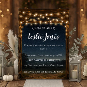 Rustic Barn Graduation Invitation   Country Lights